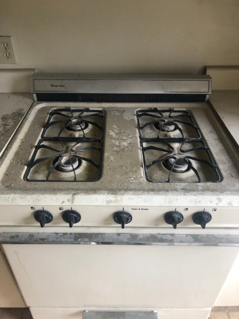 EXTREME DUSTY HOME IN LOS ANGELES STOVE TOP CLEANING